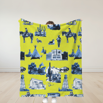 Personalized Marfa Toile Traditional Soft Throw Blanket Birthday Gift