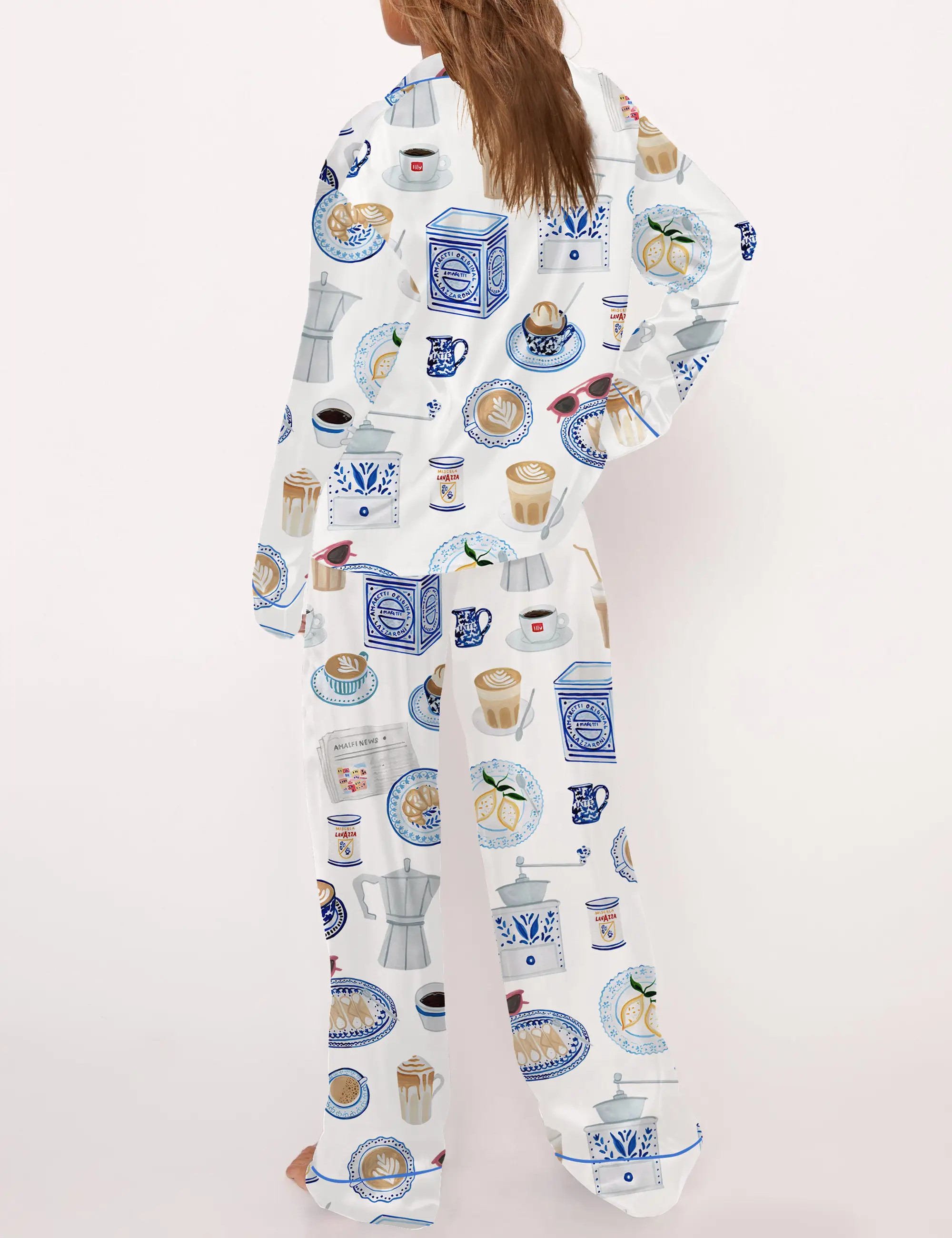 Italian Coffee Silky Satin Pajama Set For Women