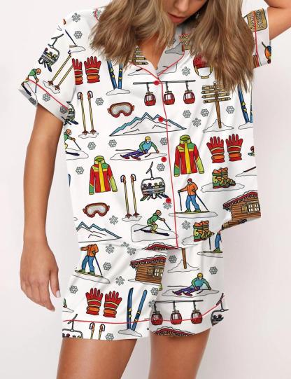 Skiing Theme Satin Pajama Set