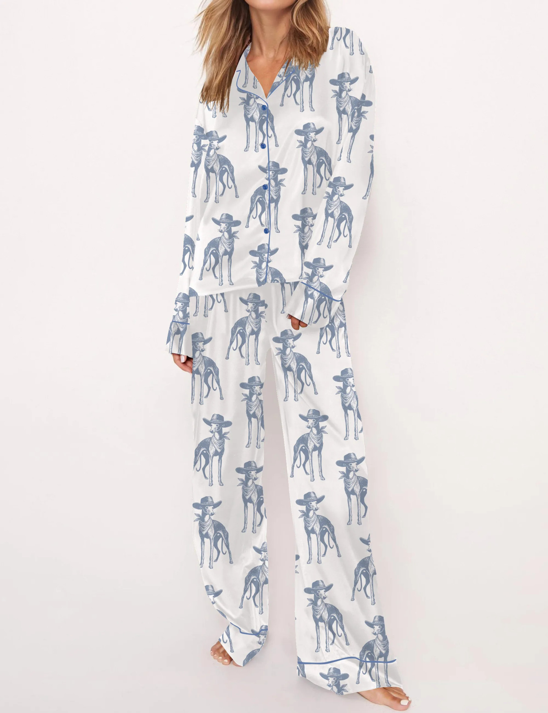 Whippet Vintage Silky Satin Pajama Set For Women