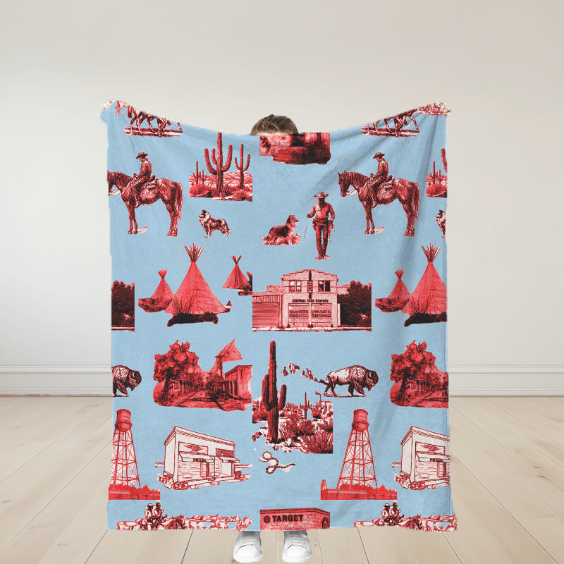 Personalized Marfa Toile Traditional Soft Throw Blanket Birthday Gift