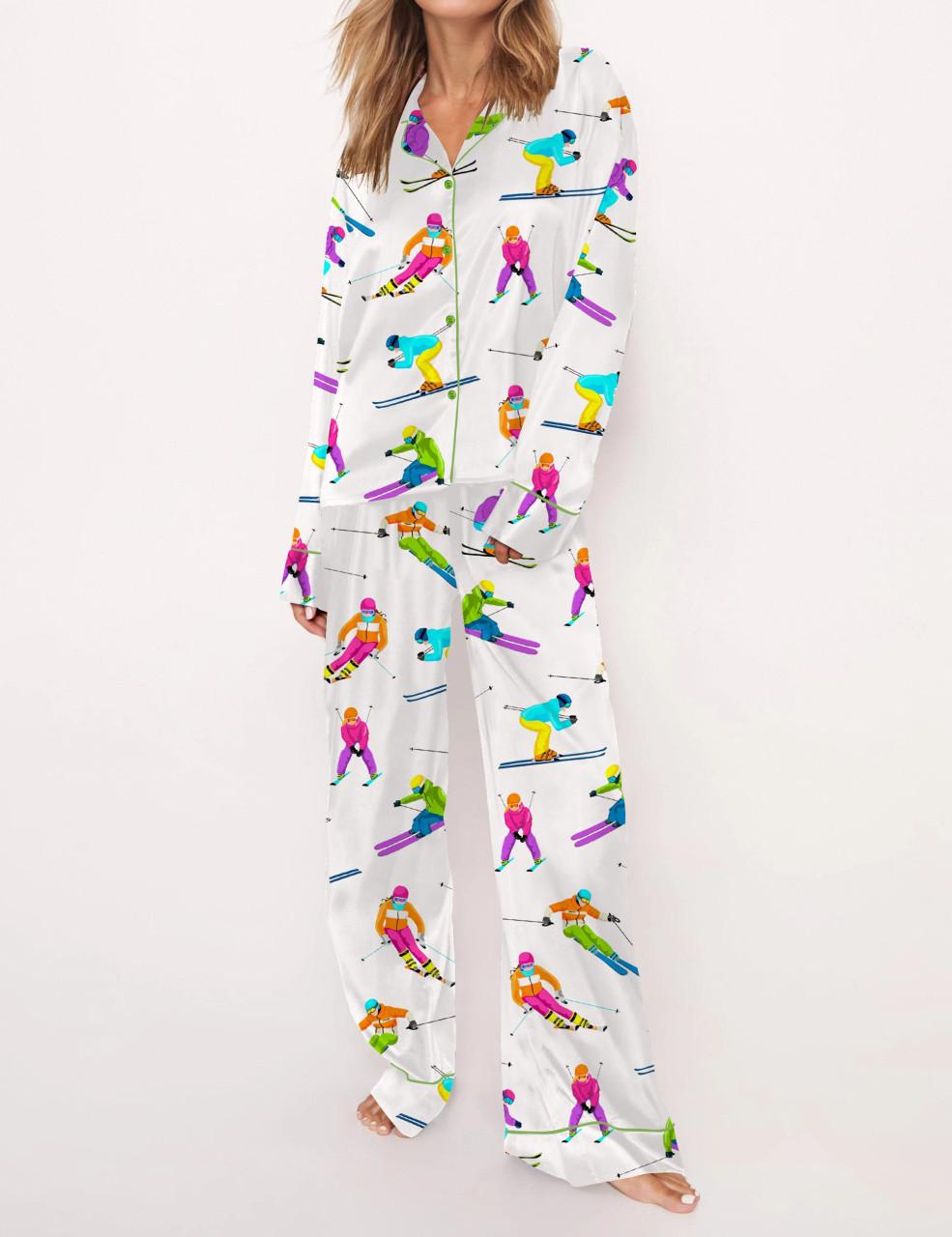 Skiing Life Satin Pajama Set For Women