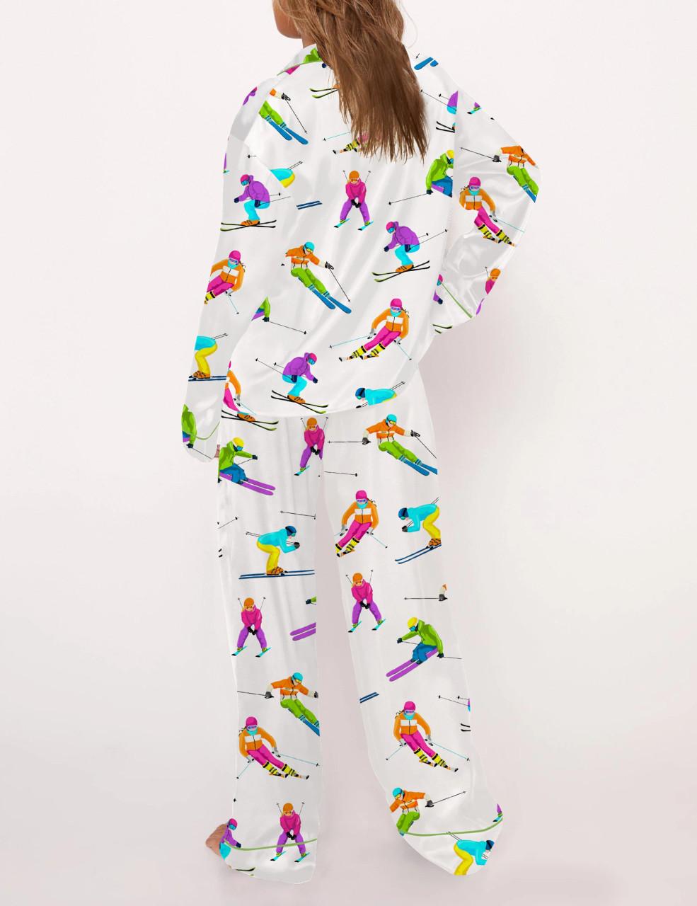 Skiing Life Satin Pajama Set For Women