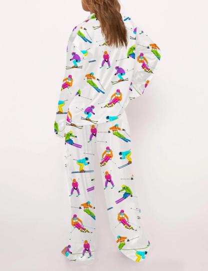 Skiing Life Satin Pajama Set For Women