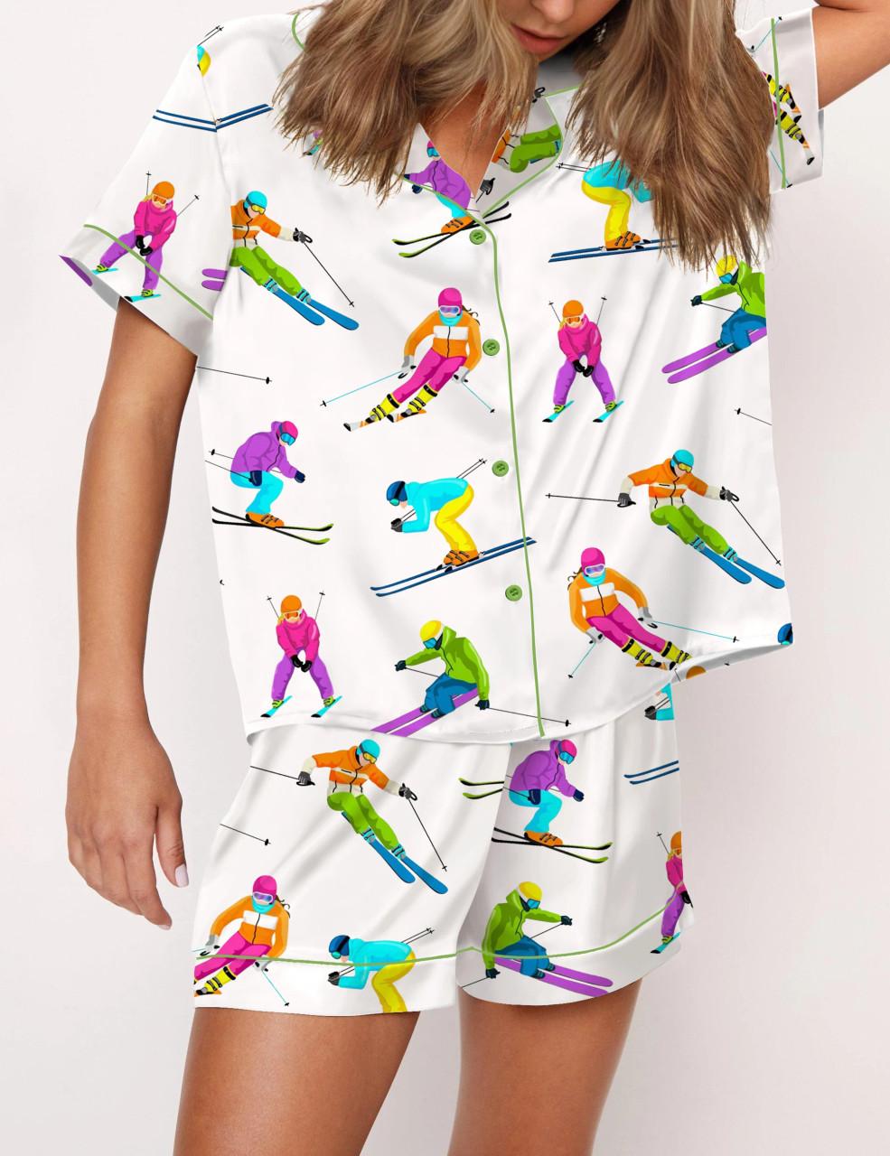 Skiing Life Satin Pajama Set For Women