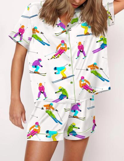 Skiing Life Satin Pajama Set For Women