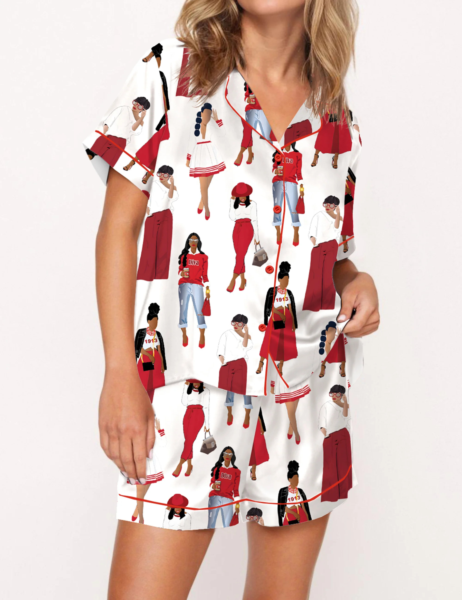 DST Sisterhood Satin Pajama Set For Women