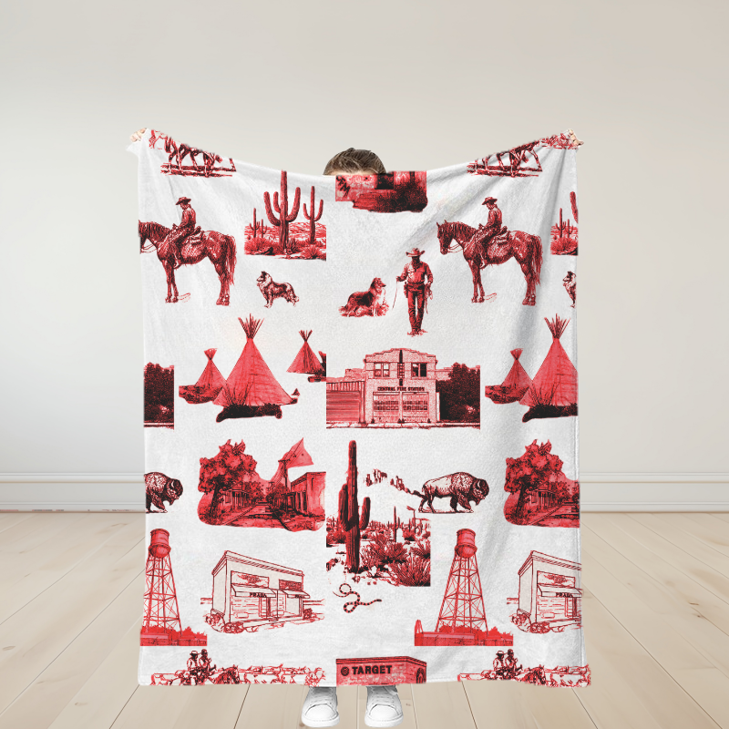 Personalized Marfa Toile Traditional Soft Throw Blanket Birthday Gift
