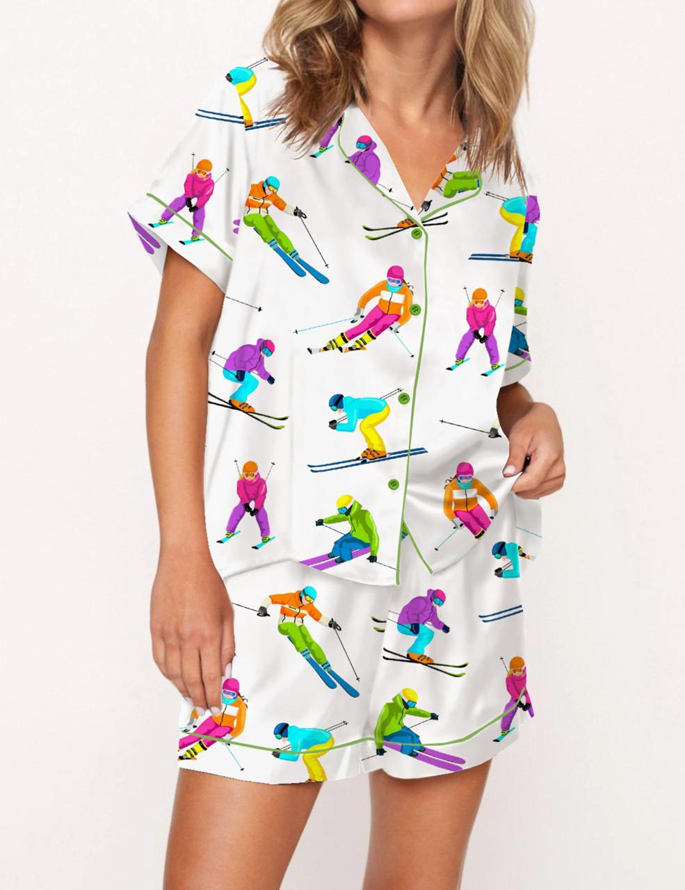 Skiing Life Satin Pajama Set For Women