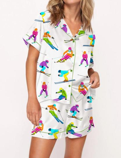 Skiing Life Satin Pajama Set For Women