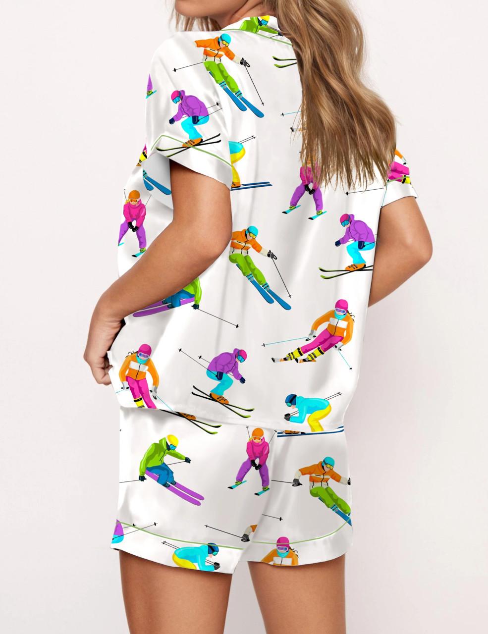 Skiing Life Satin Pajama Set For Women