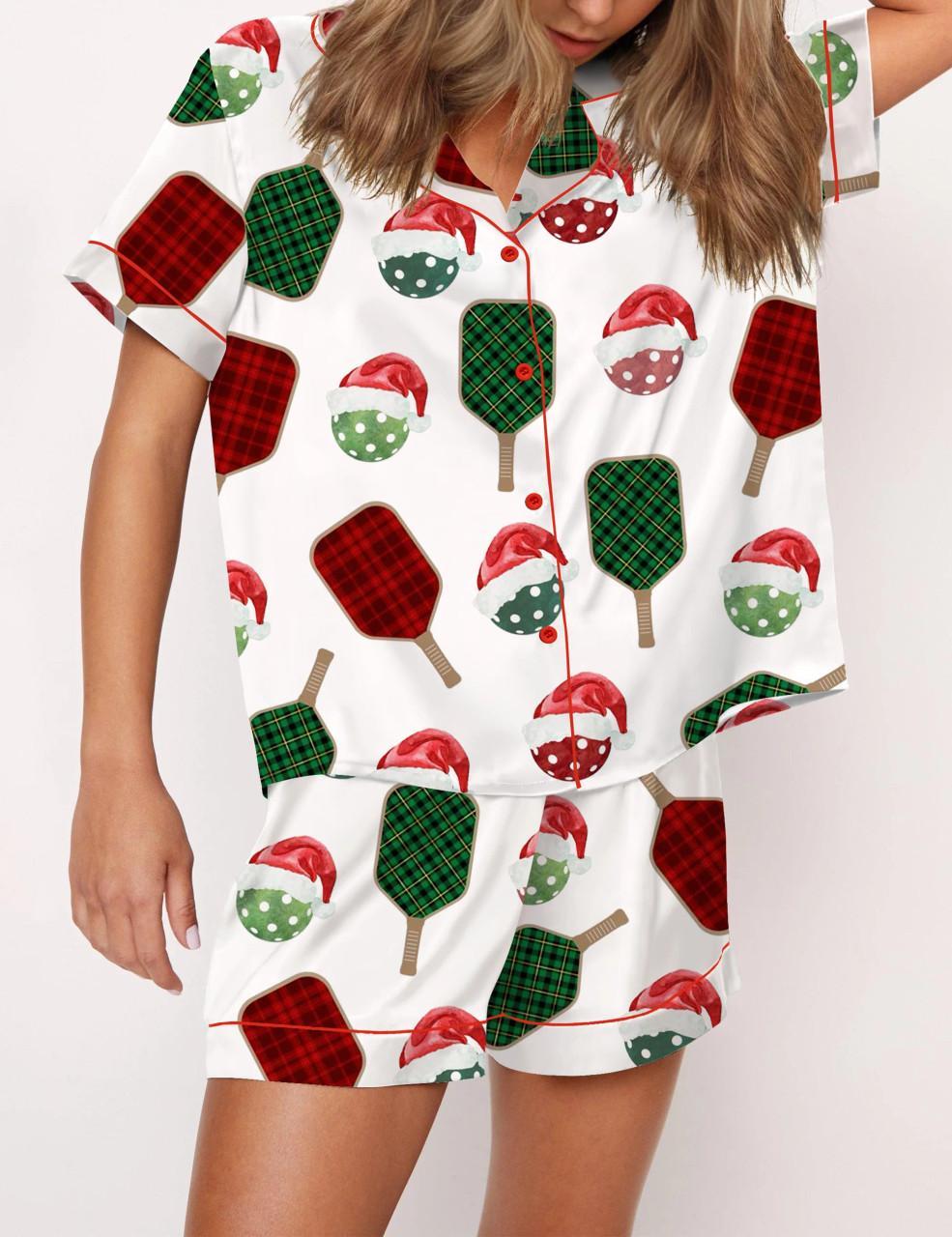 Christmas Pickleball Satin Pajama Set For Women