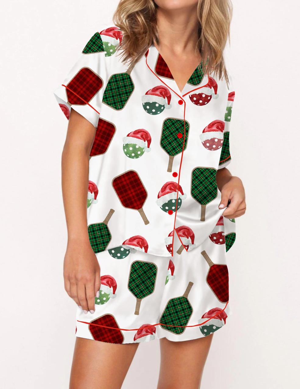 Christmas Pickleball Satin Pajama Set For Women