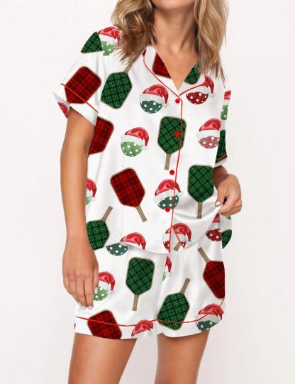 Christmas Pickleball Satin Pajama Set For Women