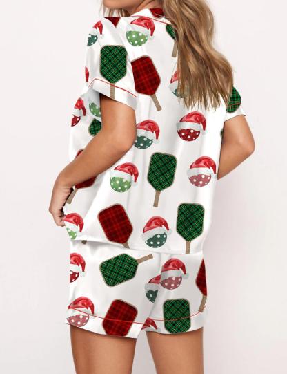 Christmas Pickleball Satin Pajama Set For Women