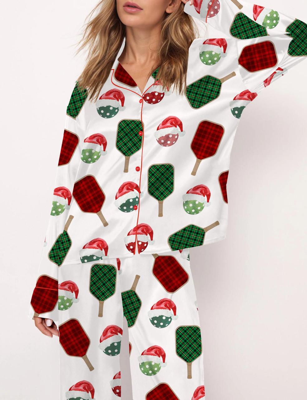 Christmas Pickleball Satin Pajama Set For Women