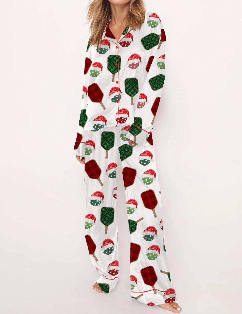 Christmas Pickleball Satin Pajama Set For Women