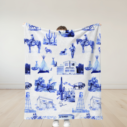 Personalized Marfa Toile Traditional Soft Throw Blanket Birthday Gift