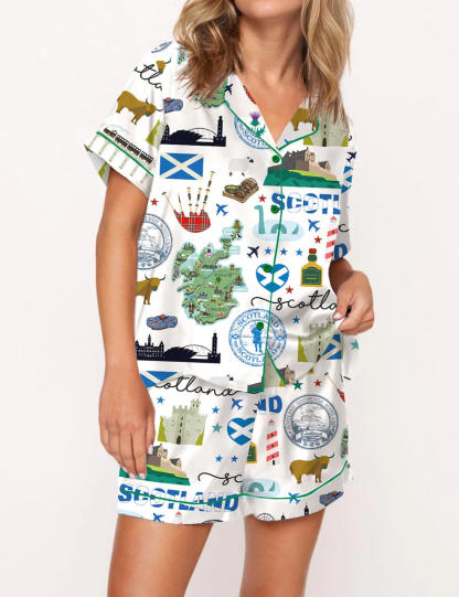Scottish Travel Holiday Satin Pajama Set