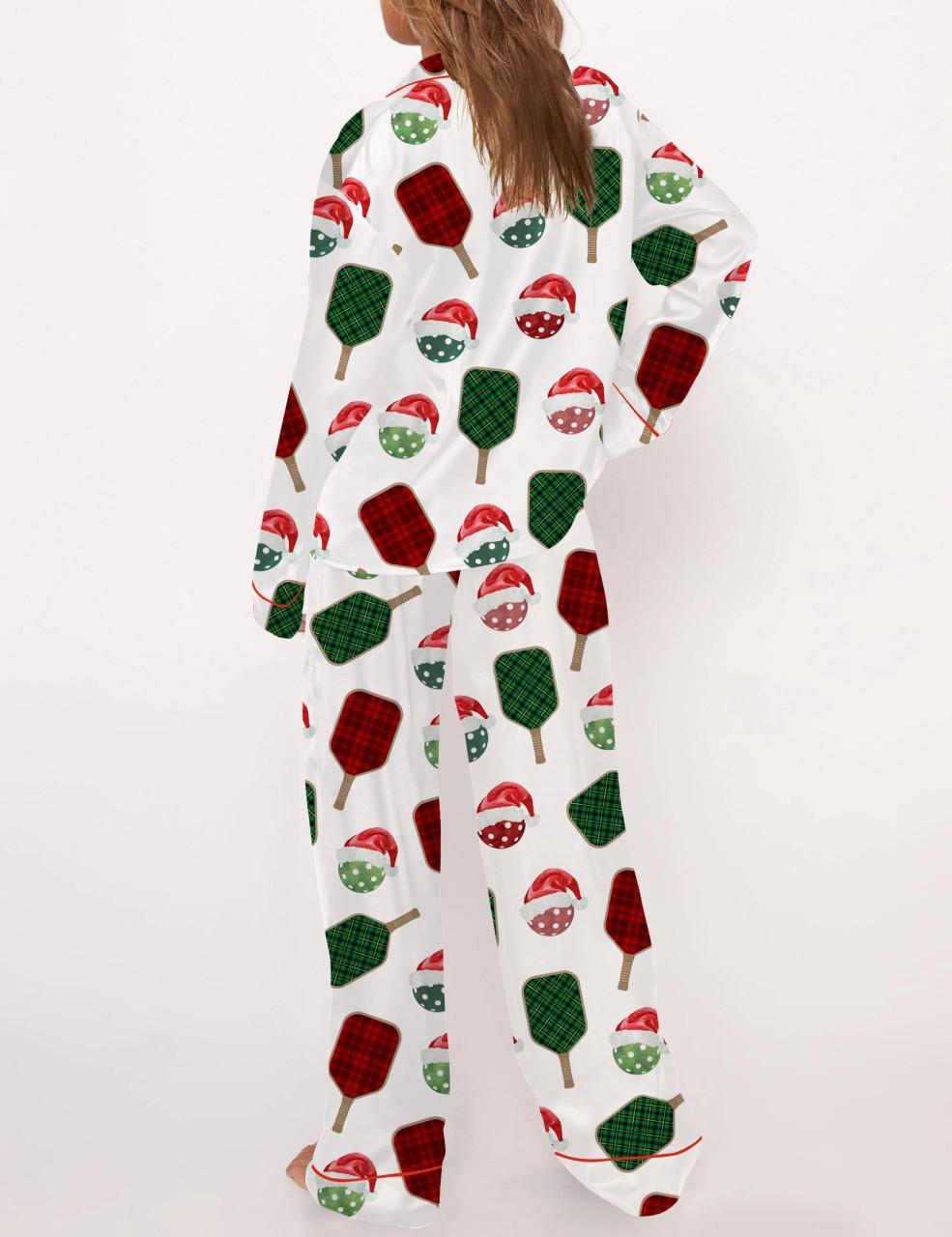 Christmas Pickleball Satin Pajama Set For Women
