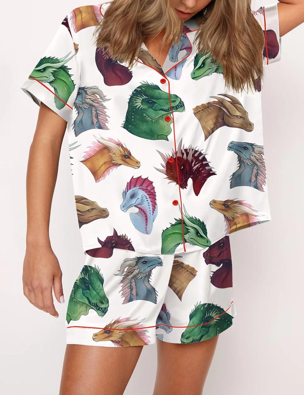 HOTD Dragon Silky Satin Pajama Set For Women