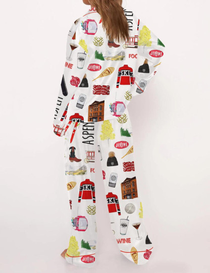 Aspen Skiing Satin Pajama Set For Women