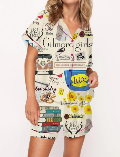 Nostalgic Gilmore Girls Satin Pajama Short Set