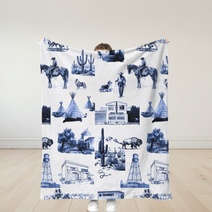 Personalized Marfa Toile Traditional Soft Throw Blanket Birthday Gift