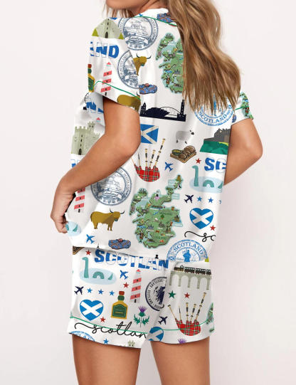 Scottish Travel Holiday Satin Pajama Set