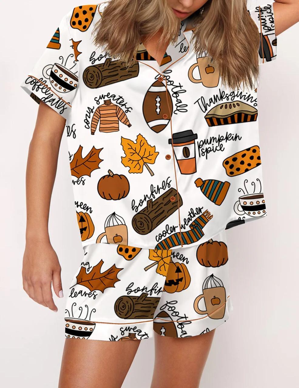 Fall Things Satin Pajama Set