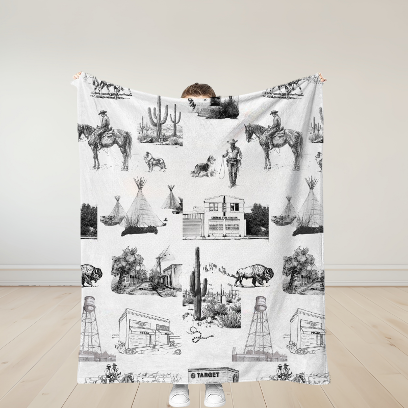 Personalized Marfa Toile Traditional Soft Throw Blanket Birthday Gift