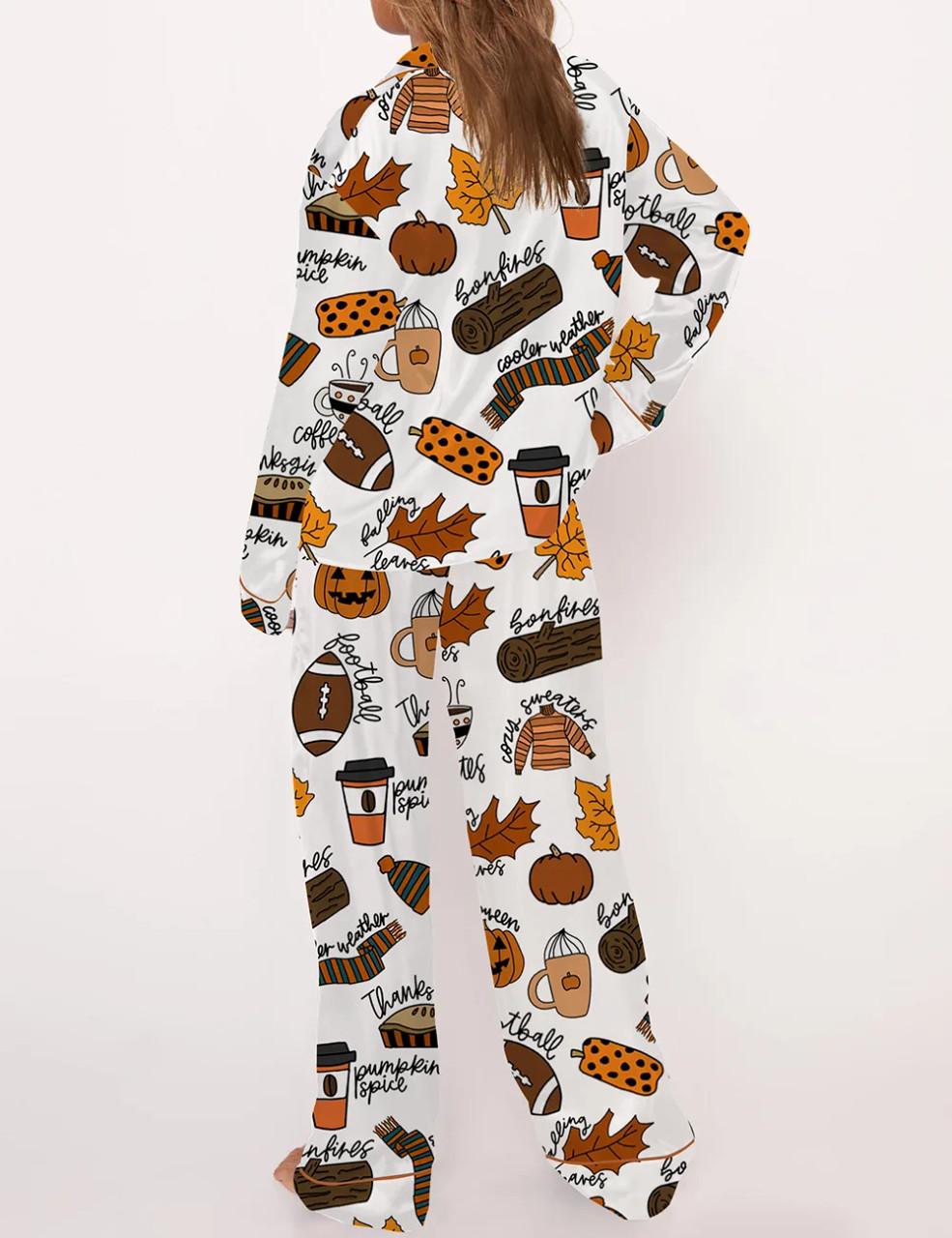 Fall Things Satin Pajama Set