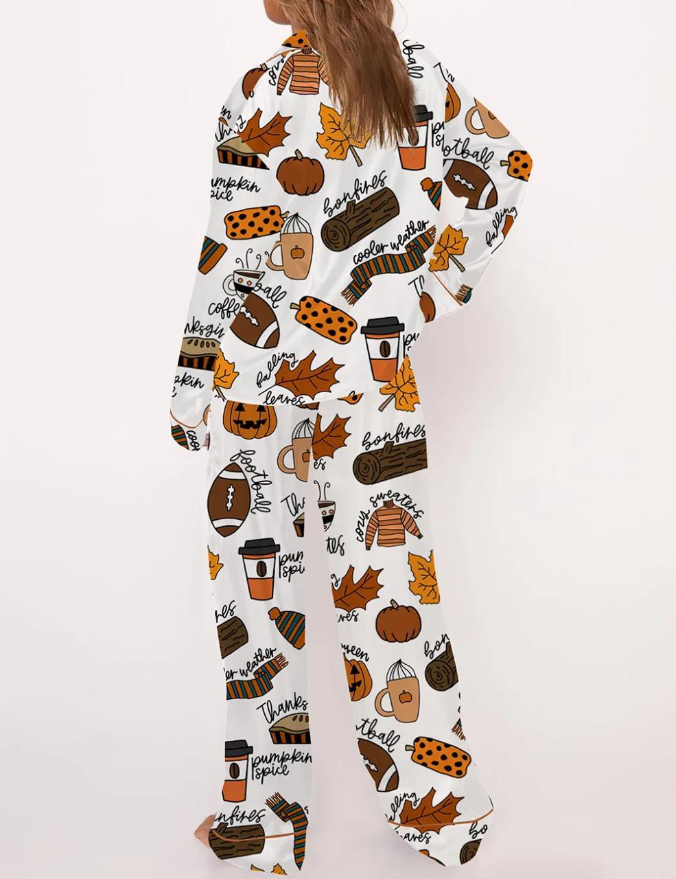 Fall Things Satin Pajama Set