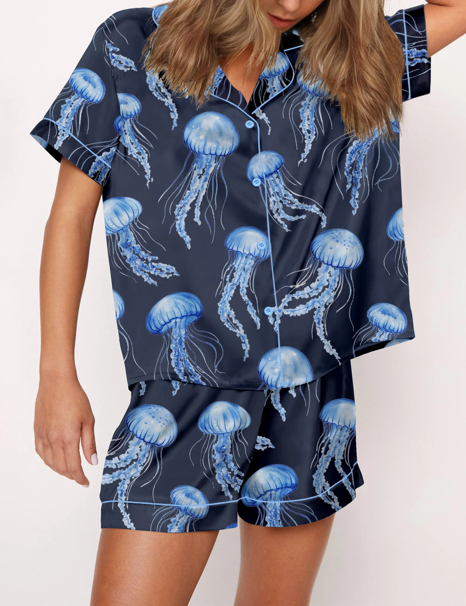 Jellyfish Silky Satin Pajama Set For Women
