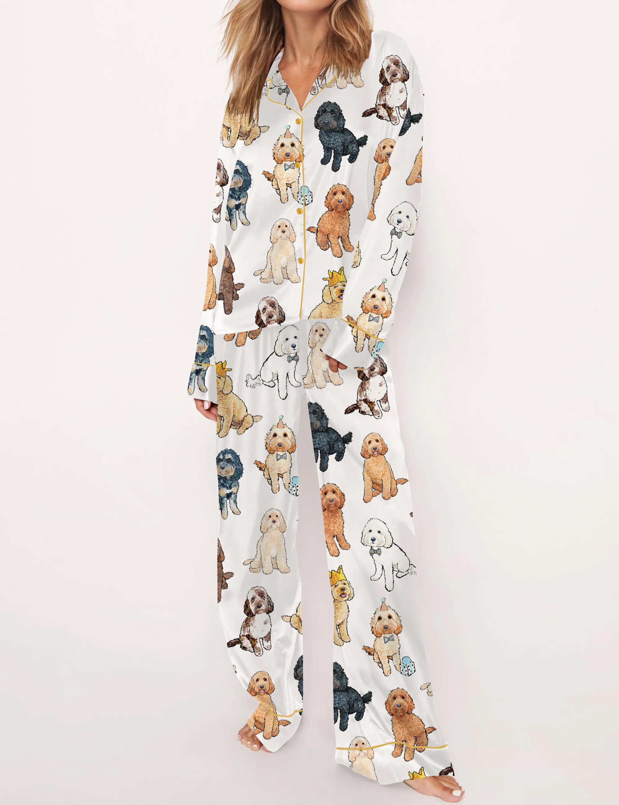 Cockapoo Silky Satin Pajama Set For Women