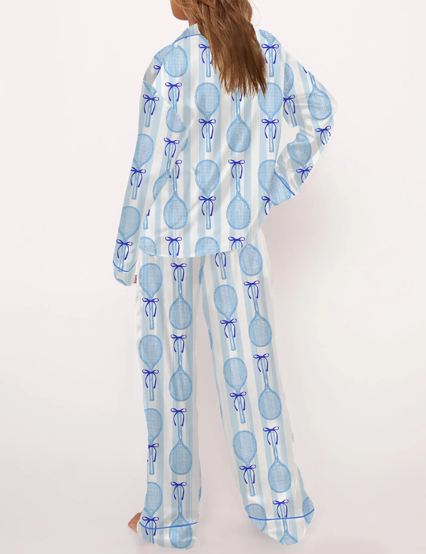 Coquette Tennis Silky Satin Pajama Set For Women