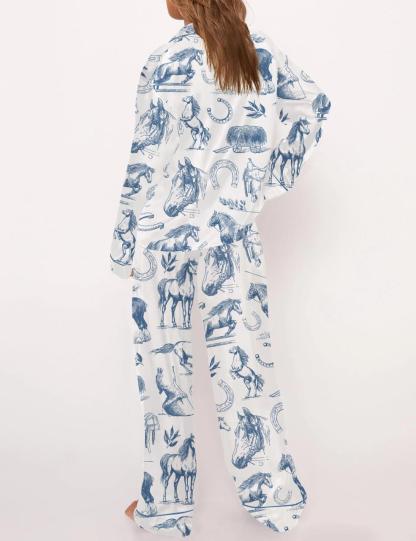 Horse Lover Satin Pajama Set For Women