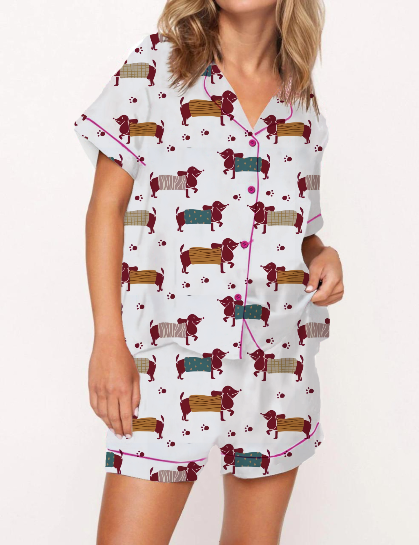 Dachshund Satin Pajama Short Set