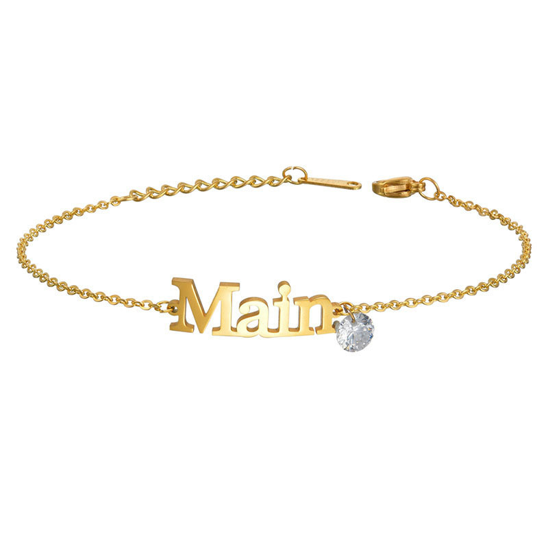 Custom Minimalism Name Bracelet with Birthstone