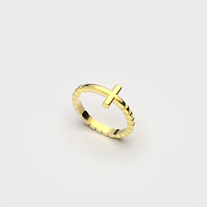 To My Daughter-Pray on it, Pray over it, Pray through it Minimalist Cross Ring