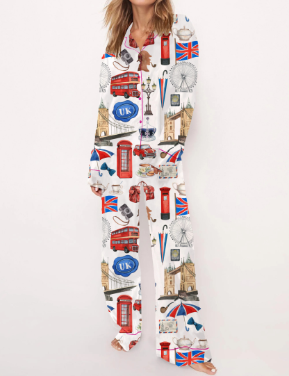 UK Travel Silky Satin Pajama Short Set For Women