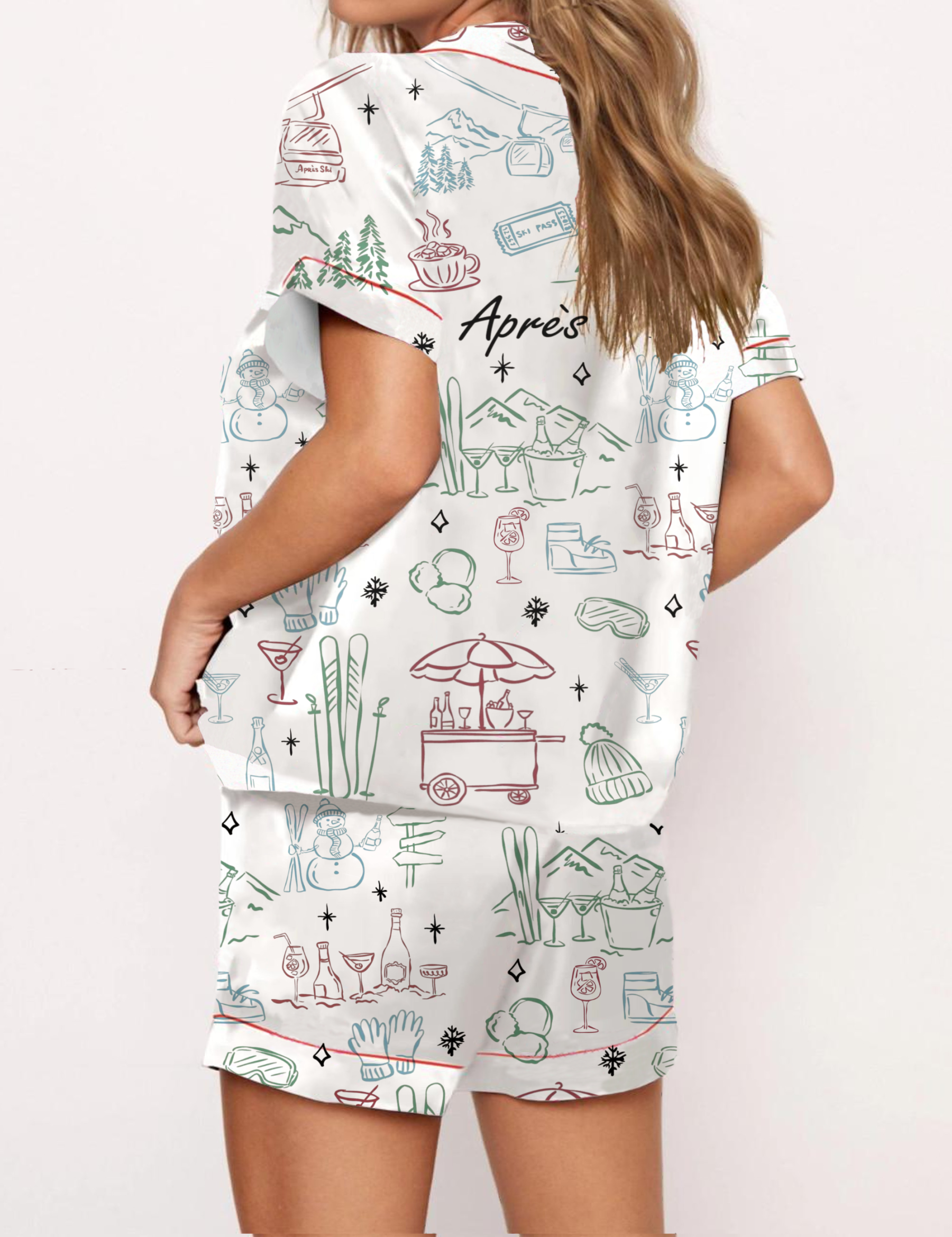 Après Ski Toile Silky Satin Pajama Set For Women