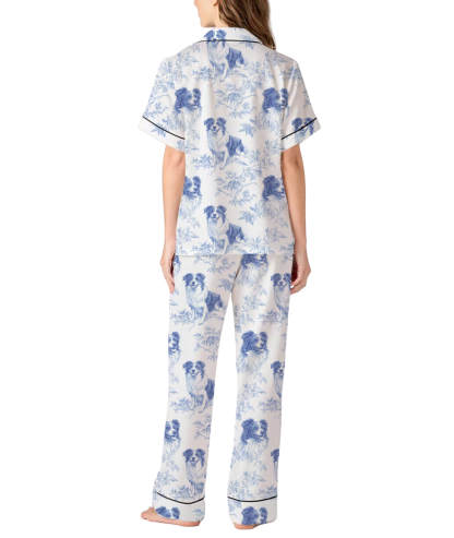 Border Collie Silky Satin Pajama Set For Women