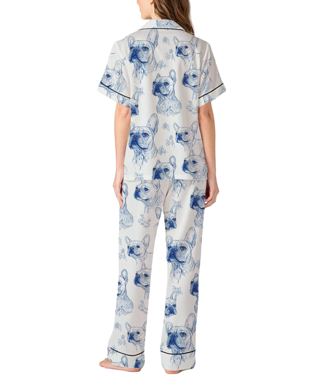 French Bulldogs Silky Satin Pajama Set For Women