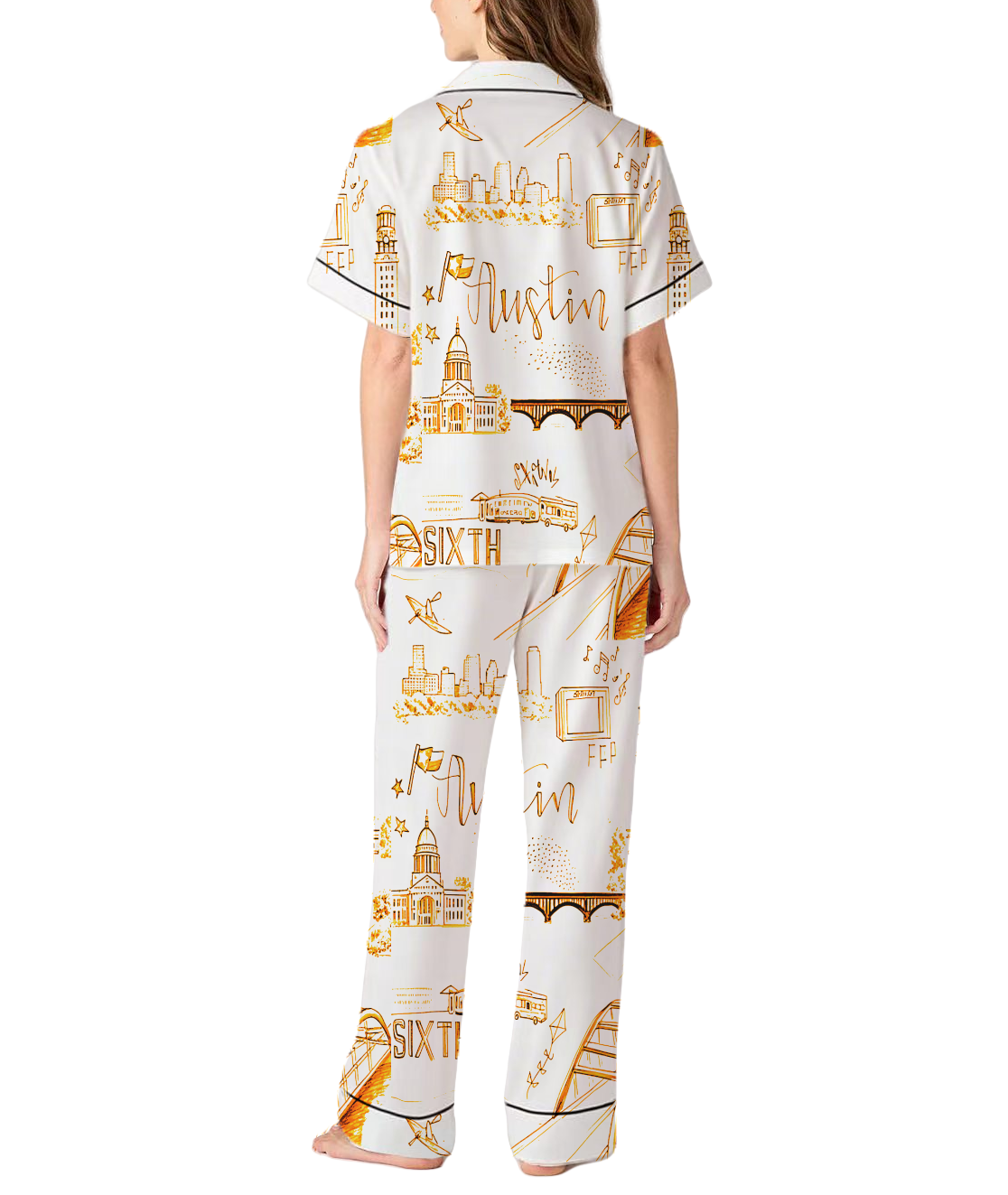 Austin Toile Silky Satin Pajama Set For Women