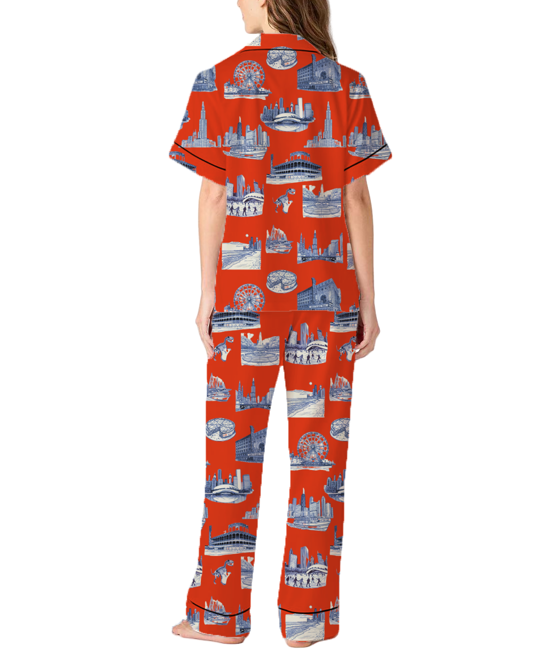 Chicago Toile Silky Satin Pajama Pants Set For Women