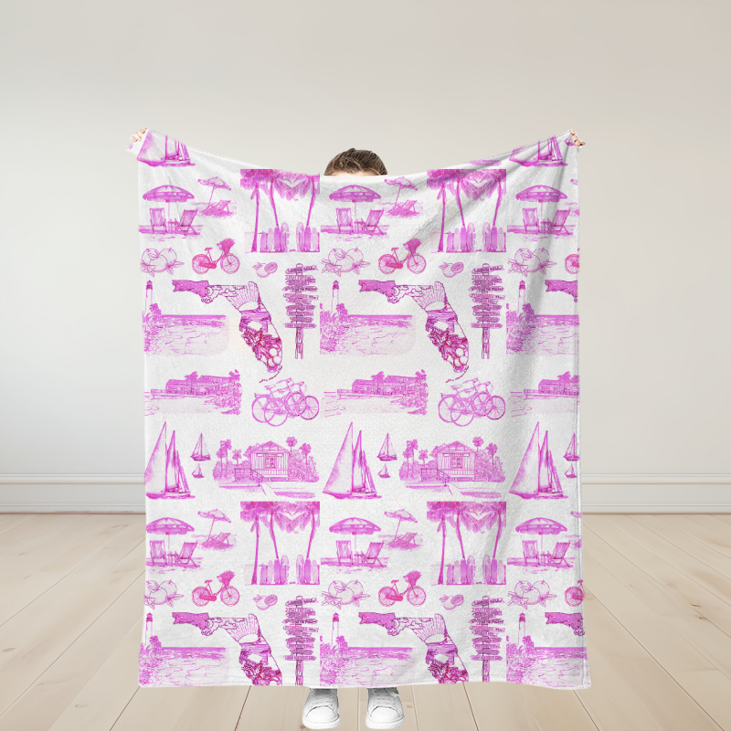 Personalized Florida Toile Traditional Soft Throw Blanket Birthday Gift