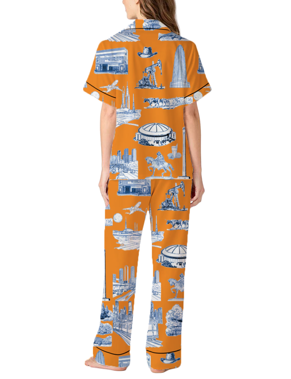 Houston Toile Silky Satin Pajama Pants Set For Women