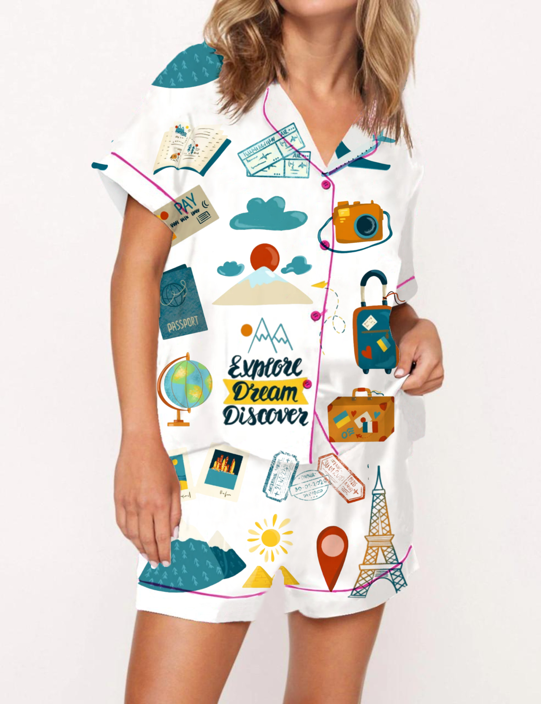 Explore Dream Discover Silky Satin Pajama Short Set For Women