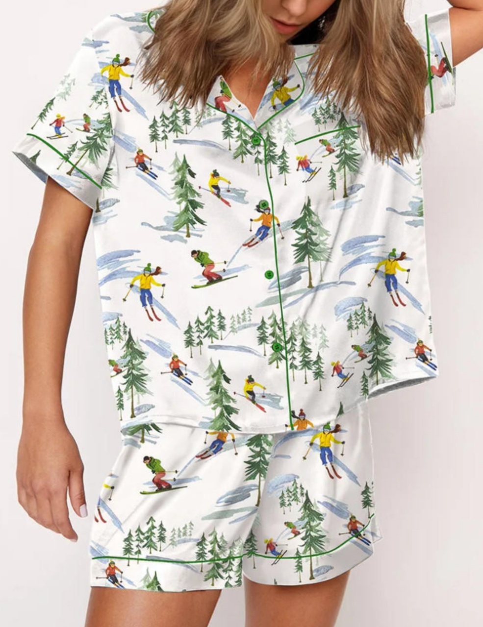 Winter Skiing People Pajama Set